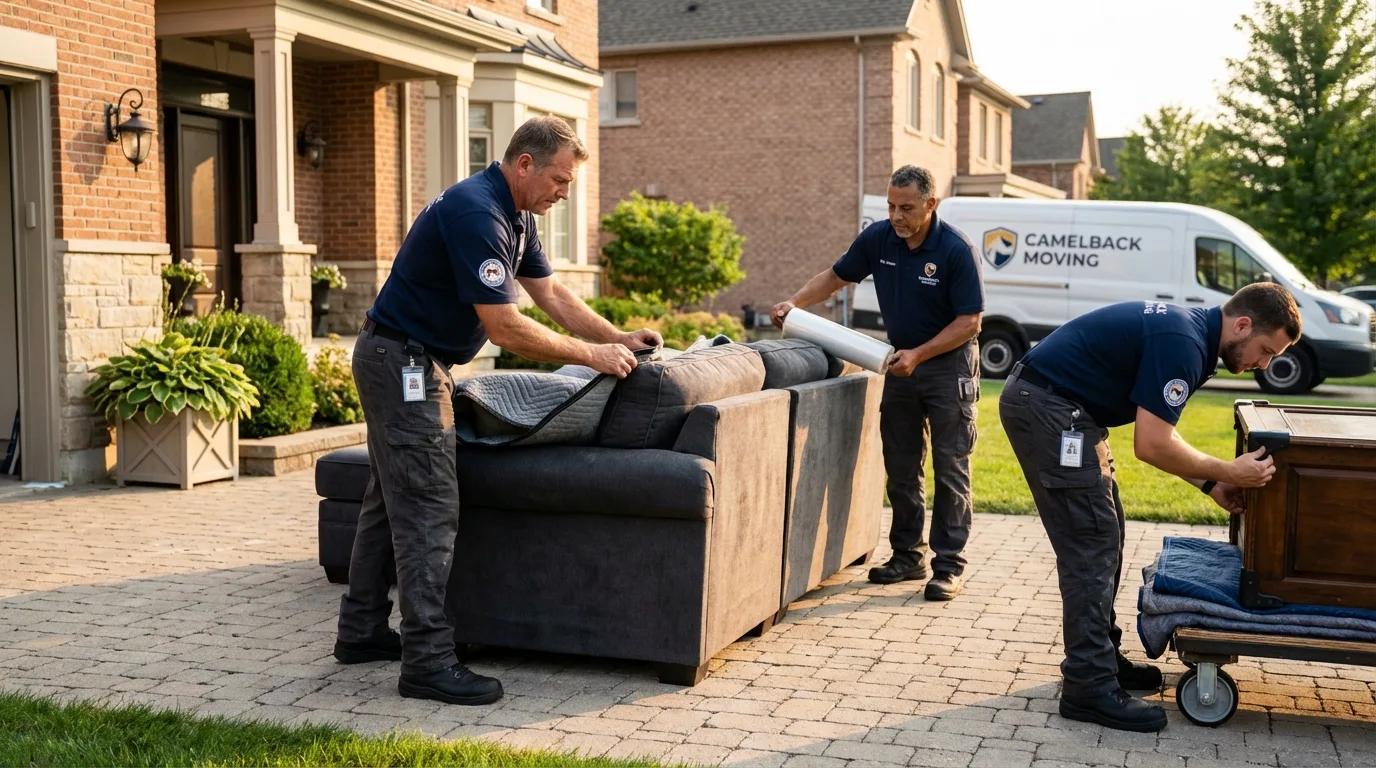 Large estate moving crew wrapping furniture in Russellton, PA